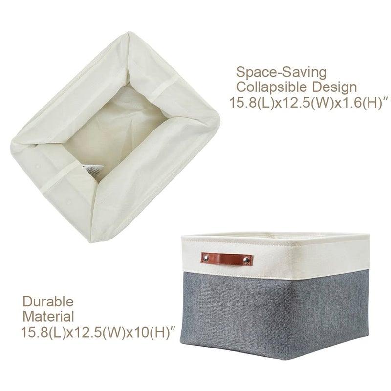DECOMOMO Storage Baskets for Shelves - Fabric Storage Bins, Linen Closet Organizers and Storage (Slate Grey & White, XL - 3 Pack) - Image 4